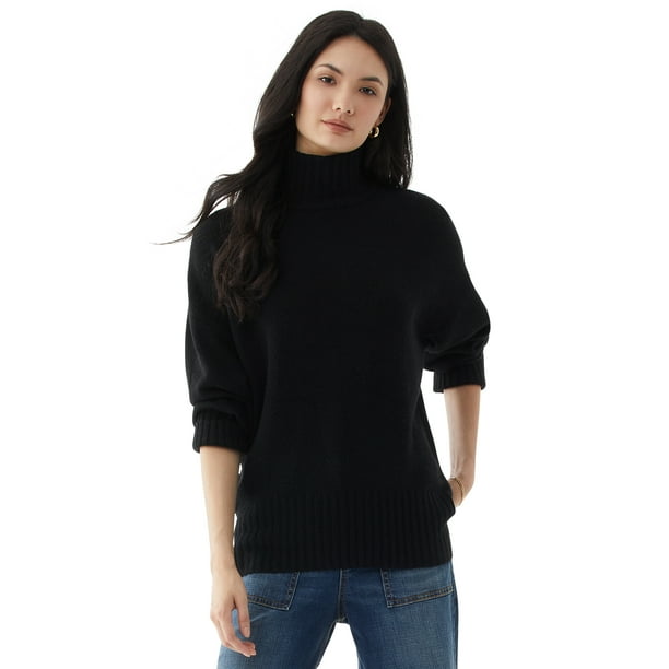 black slouchy turtleneck