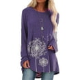 thumbnail image 1 of Top túnica de manga larga para mujer, blusa con estampado Floral de diente de león, camisetas casuales, camisetas, 1 of 4