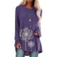 thumbnail image 1 of Top túnica de manga larga para mujer, blusa con estampado Floral de diente de león, camisetas casuales, camisetas, 1 of 4