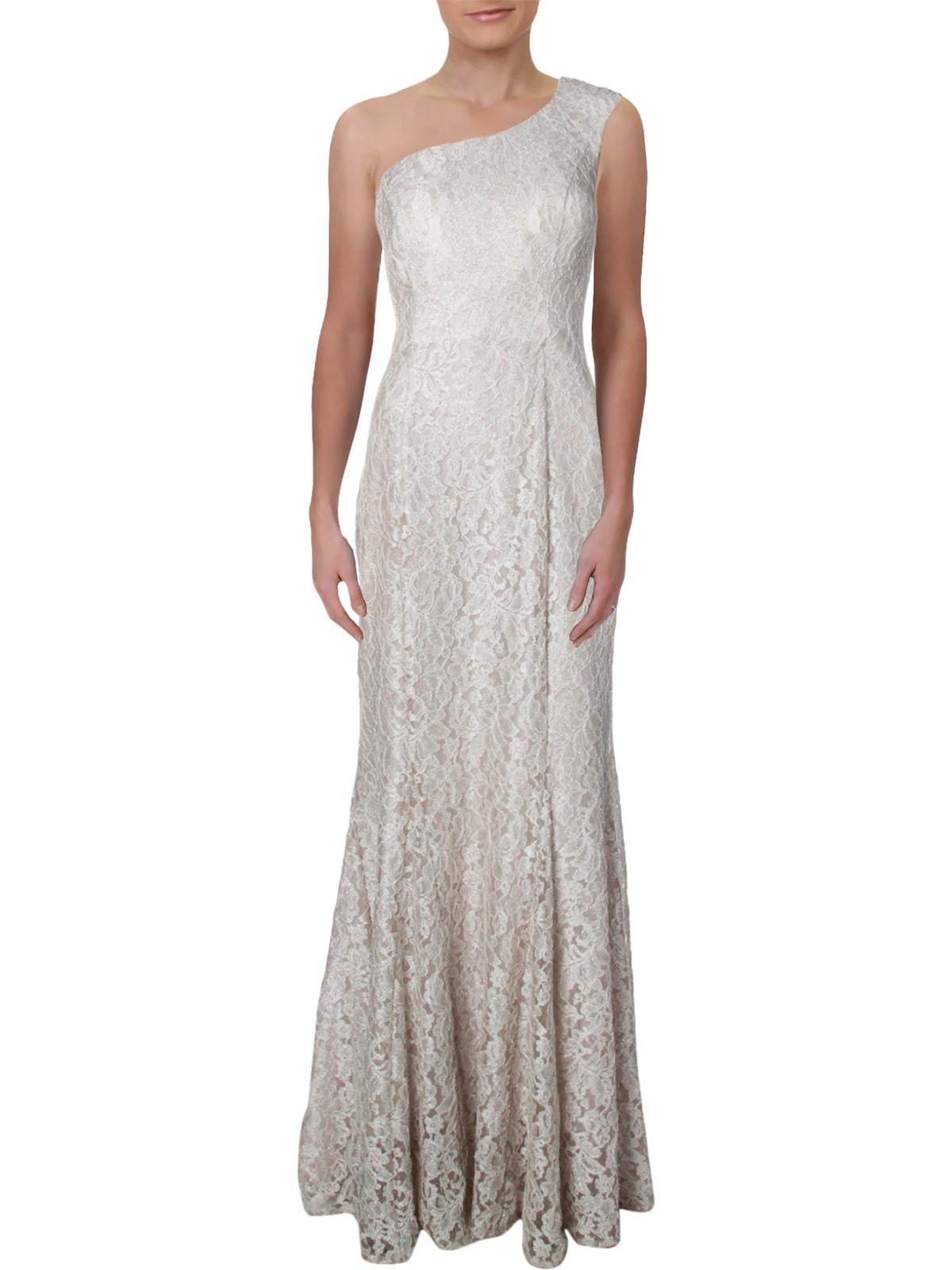 NW Nightway - NW Nightway Womens One Shoulder Lace Formal Dress Ivory