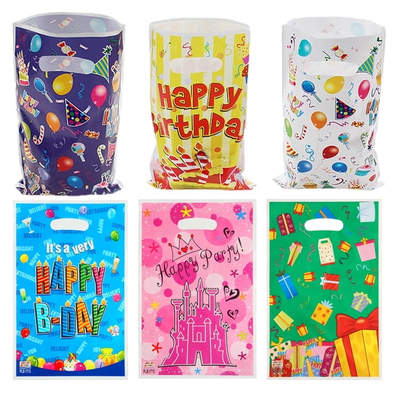 60 pack Happy Birthday Party Favor Goodie Bags Goody Treat Small Gift Bags for Kids Birthday Party