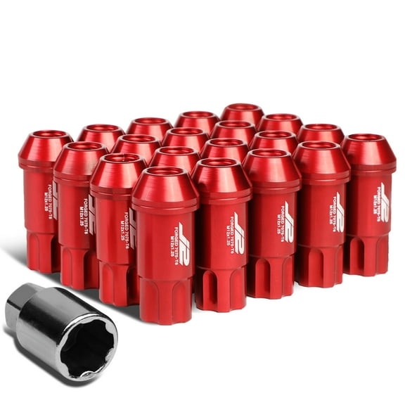 J2 Engineering LN-T7-011-125-RD J2 Engineering 7075 -T6 Forged Aluminum M12 x 1.25 20Pcs 50mm Open -End Lug Nut w/ Socket Adapter Key Red