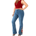 thumbnail image 4 of QERINTE Womens Plus Size bootcut Jeans High Waisted Stretchy Jeans Curvy Embroidered, 4 of 7