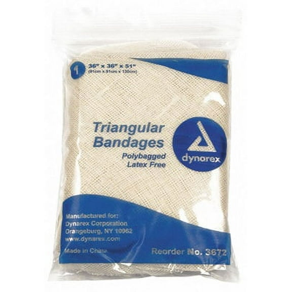 Dynarex Triangular Bandage Cotton 36 X 36 X 51 Inch , Box of 12