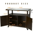 thumbnail image 3 of GDLF Outdoor Prep Table Grill Station, Solid Wood Movable Dining Cart Table, Dark Brown, 3 of 9