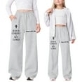 thumbnail image 2 of Hihipz Big Girls Wide Leg Sweatpants Letter Cross Pattern Loose Fit Drawstring Athletic Pants With Pockets, 2 of 9