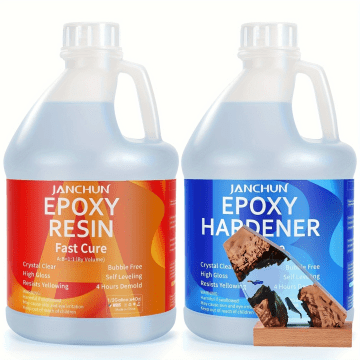 JANCHUN super clear epoxy resin set, 1 Gallon art resin with bubble free high gloss resin and hardener, fast curing epoxy resin,  suitable for jewellery making, ri