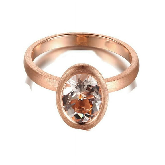 1 Carat Bezel set Morganite Solitaire Gemstone Engagement Ring in Rose Gold