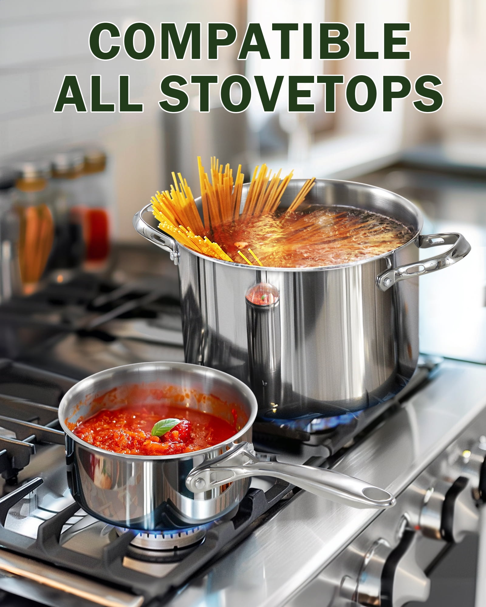 Cooks Standard Multi-ply Clad Stainless Steel Cookware Set, - Includes Saucepans and Stockpot with Lids, Cool Grip Handles,  Induction Compatible, Dishwasher and Oven Safe, 6-Piece