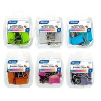 BAZIC Binder Clips Color Small Large Paper Clips (12/Pack), 6-Packs