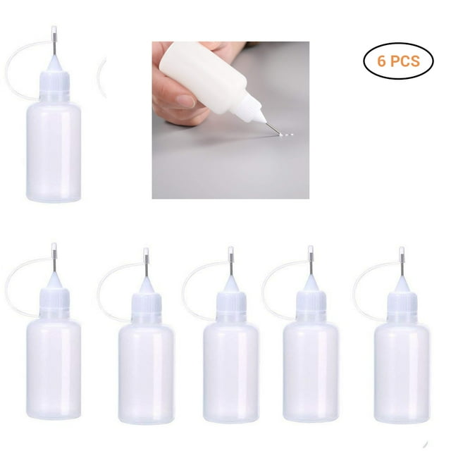 6 uds 30ml botella de pegamento con punta de aguja DIY Arte de papel herramienta para filigrana botella aplicador de botella de aguja