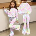 thumbnail image 5 of Grblisyd Outfits for Girls Casual Long Sleeve Cute Cartoon Print Sweatershirt and Flared Pants 2 Pieces Fall Winter Set Size 7-8 Years, 5 of 7