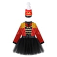 thumbnail image 3 of TiaoBug Kids Girls Circus Flag Raiser Leotard Tutu Dress with Feather Hat Halloween Performance Costume Red 14, 3 of 7
