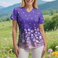 thumbnail image 6 of COMVALUE Womens Heart Printed Animals Nurse Uniforms 2026 Scrub Tops for Women Short Sleeve V Neck Scrub Shirt with Pockets (Purple, XL), 6 of 9