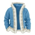 thumbnail image 5 of MAIHAN-Boy's Solid Color Winter Anorak Coat -Winter Hooded Cardigan, Christmas Warm Jacket, Christmas Hooded Cardigan Open Front Sweater(Sky Blue,9-10Years), 5 of 5