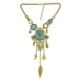 thumbnail image 4 of Rétro Collier Pendentif Chaîne Turquoise Pompon -, comme Décrit, 4 of 8