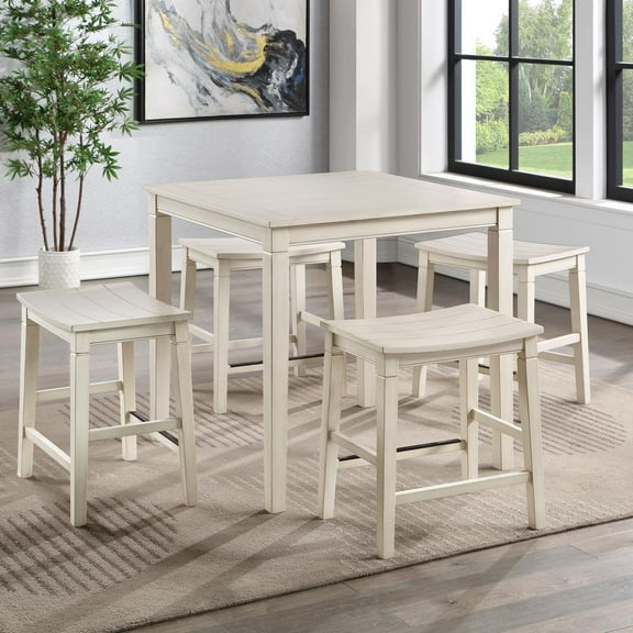 Steve Silver Westlake Weathered Ivory Wood 5-Piece Counter Height Dining Set