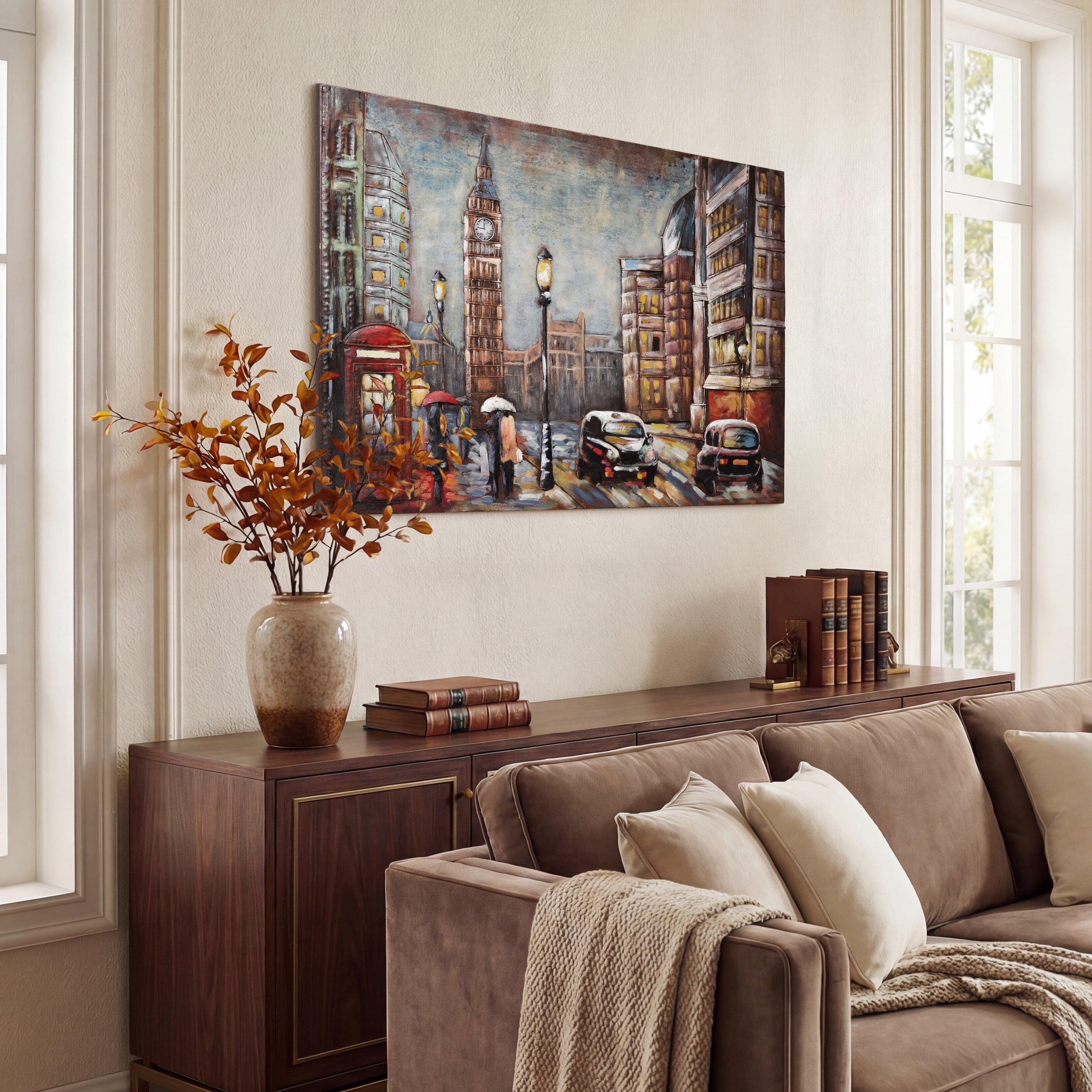 Empire Art Direct PMO-19020-3248 City Street Mixed Media Iron Hand Painted Dimensional Wall Art