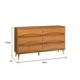 thumbnail image 6 of Walker Edison 58” Mid-Century Modern Curved Front 6-Drawer Dresser, Caramel, 6 of 15