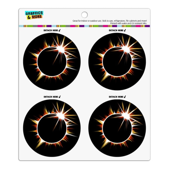Total Solar Eclipse Painted Refrigerator Fridge Locker Vinyl Circle Magnet Set