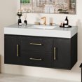 thumbnail image 2 of Craftian 40 inch Wall Mounted Bathroom Vanity 2 Doors & 2 Drawers, Floating Bathroom Cabinet, Black, 2 of 10