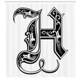 thumbnail image 3 of Ambesonne Letter H Shower Curtain, Rococo Influences, 69"Wx70"L, Black White, 3 of 3