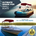 thumbnail image 2 of KNOX 2 Bow Bimini Tops for Boats, Boat Canopy Kit, 600D Canvas, Stainless Steel Bimini Top Hardware, Storage Boot, Fits Most Small Boats & Inflatable Boats, 63" L x 43" H x 39"-55" W (Burgundy), 2 of 7
