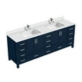 thumbnail image 3 of Navy Blue Double Bath Vanity 84"w X 22"d - White Quartz Top And Faucet, , Soft Close, 2 Cabinets, 14 Drawers, Open Shelf For Extra Storage 84" 22" Featuring Faucet Scratch Stain, 3 of 6