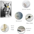 thumbnail image 2 of ZHONGYUTONG Funny Animal Bathroom Wall Decor Highland Cow with Sunflowers Sitting on Toilet Reading Newspaper Poster Prints Black and White Animals Canvas Artwork (12.00" x 18.00"), 2 of 5