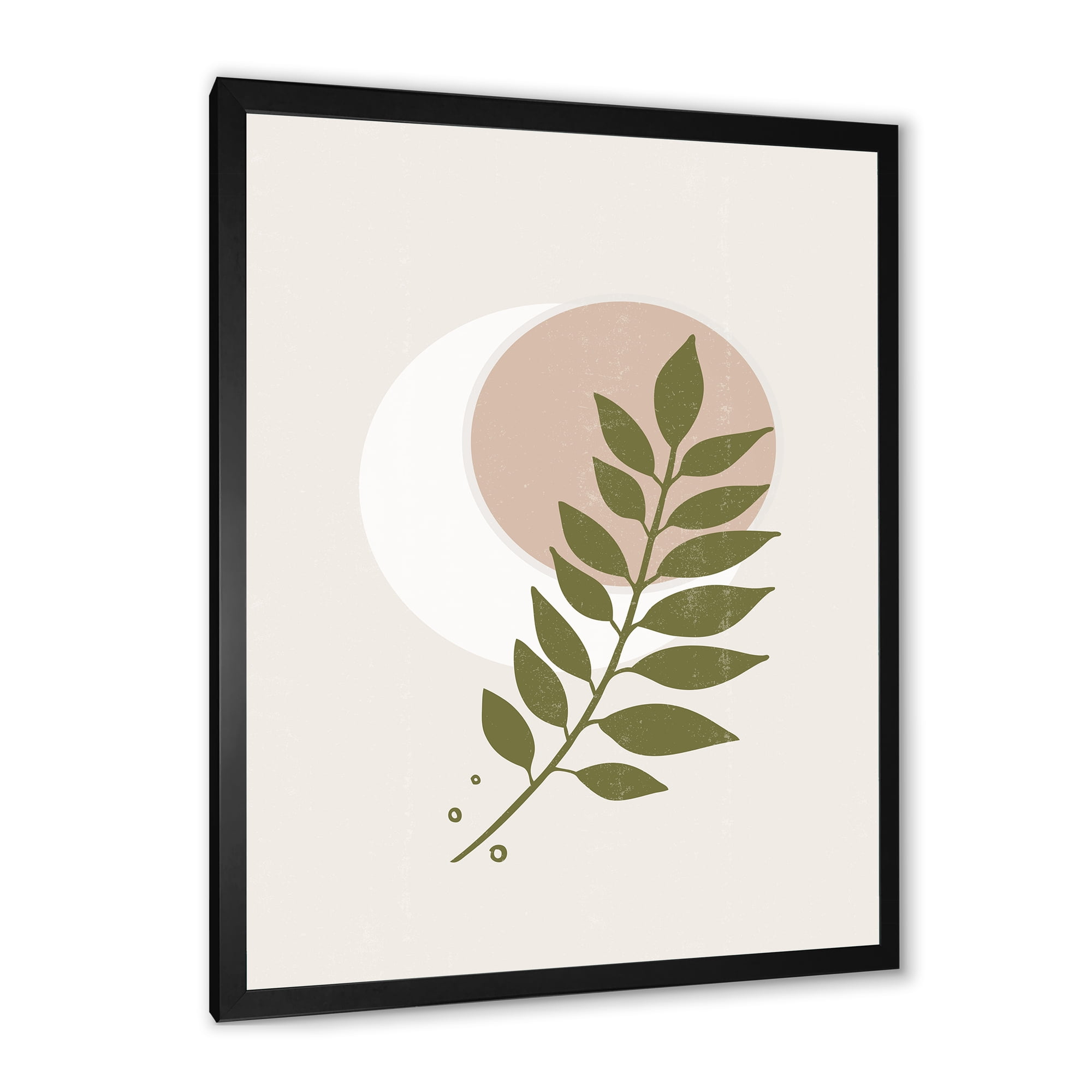 Designart 'Abstract Geometrical Leaf With Moon IV' Modern Framed Art Print