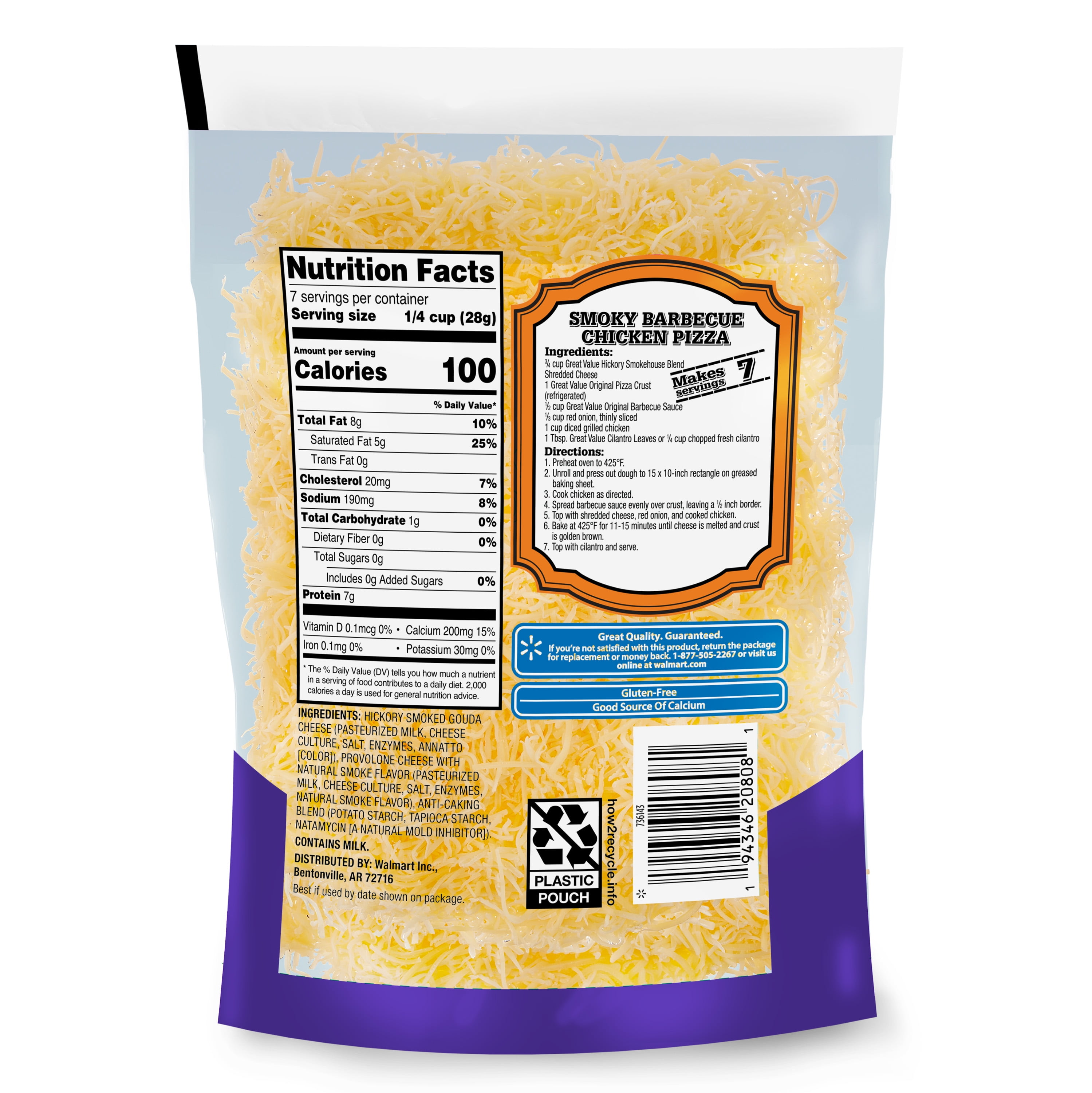 Great Value Limited Edition Hickory Smokehouse Blend Shredded Cheese, 7 oz