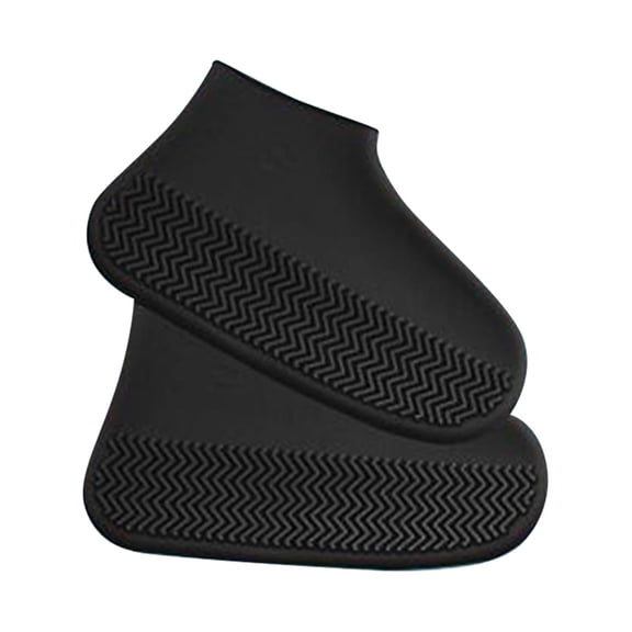 Black Size L Silicone Rain Shoe Covers - Waterproof Rain-Proof Anti-Slip Lightweight Flexible Easy To Store Premium Silicone Foot Covers - For Men Women S & Indoor