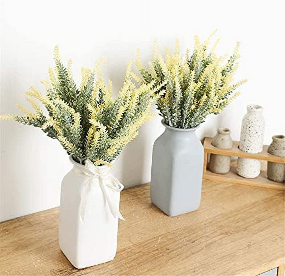GRNSHTS Artificial Lavender Flowers 8pcs Fake Plants with Faux Plastic Wedding Bouquet for Home Party Wedding Balcony Garden Patio Outdoor Decoration (Yellow,8pcs)