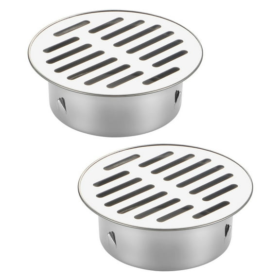 2pcs Sturdy Stainless Steel Round Floor Drain for Shower and Bathroom with Hair Catcher Brush Finish Easy Installion