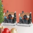thumbnail image 2 of 2 piezas de figura de pueblo navideño iluminado, adorno de escritorio de resina, regalo de Navidad para estante, festival, sala de estar, fiesta, Marrón Gris, 2 of 8