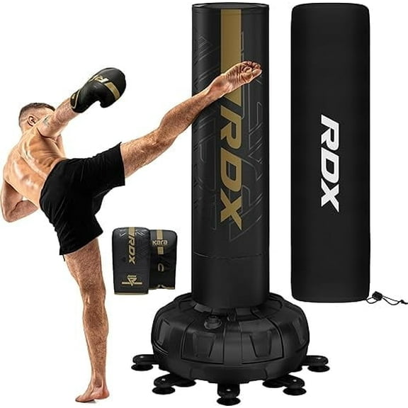RDX XXL 330LBS Freestanding Punching Bag with Cover & Gloves – 72” Adult Heavy Pedestal Punch Bag Set - 17 Suction Cup 8 Extended Legs Stand Base - Kick Boxing MMA Muay Thai Home Gym Fitness Training