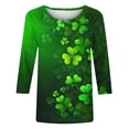 thumbnail image 5 of Ounisa Womens 3/4 Sleeve T Shirt Crew Neck St.Patrick's Day Printed Pullover Loose Fit Casual Fashion Graceful Tops S-3XL, 5 of 5