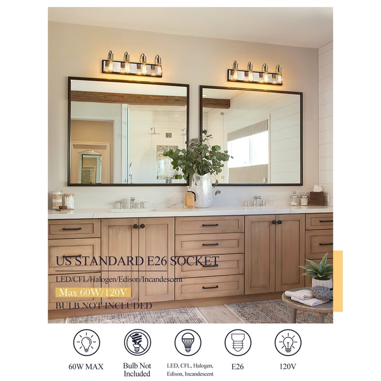 Black and chrome 2024 bathroom vanity light