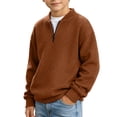 thumbnail image 5 of Sakuulaan Boys Quarter Zip Sweatshirt Mock Neck Herringbone Knit Casual Long Sleeve Jacket, 5 of 8