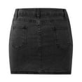 thumbnail image 3 of Jean Skirts for Women Stretchy Mini Skirt with High Waisted Casual Denim Skirt Machine Washable (Black XS), 3 of 5