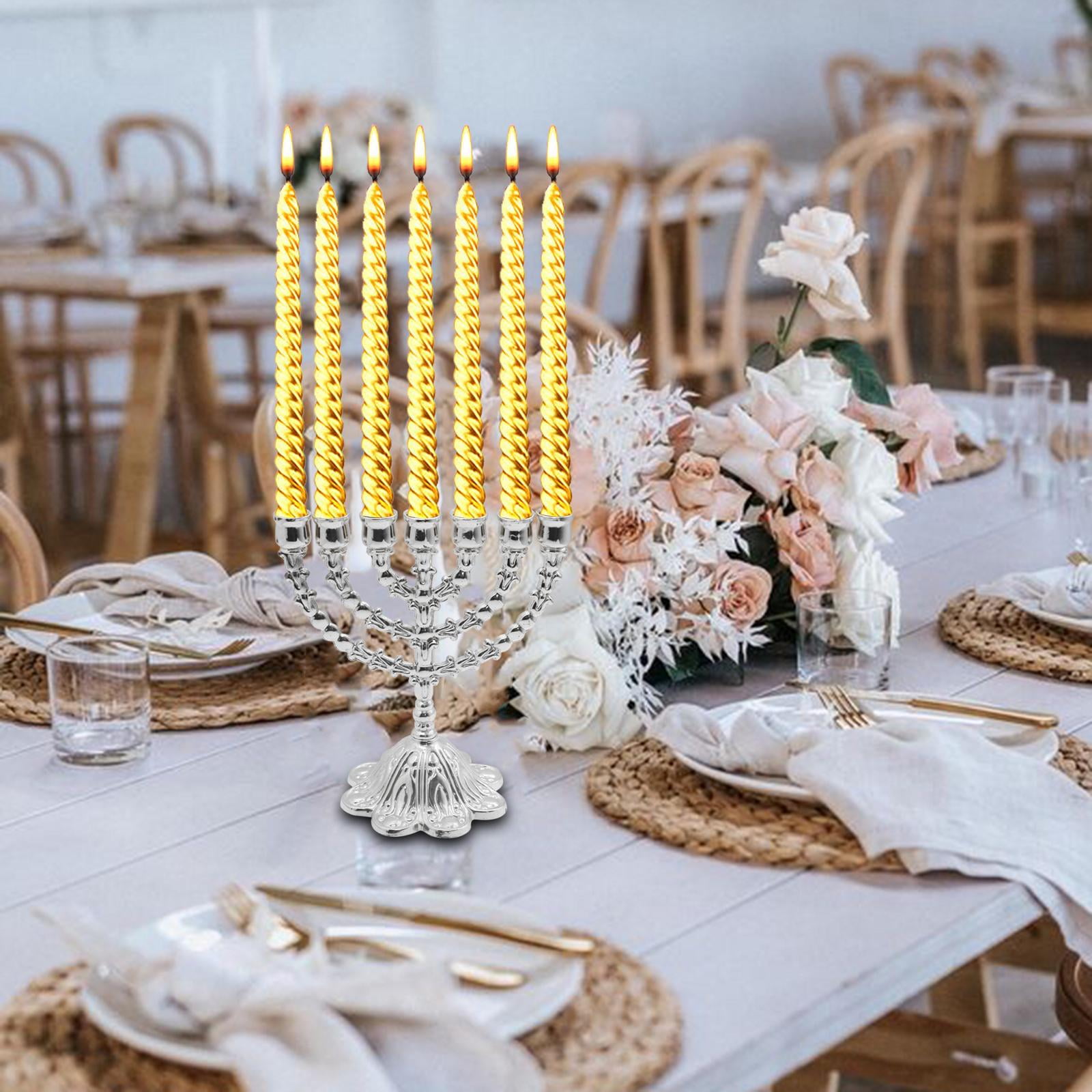 Hanukkah Menorah Jewish Candle Holder 7 Branches Candlestick Candle