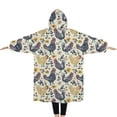thumbnail image 2 of Oversized Wearable Blanket Hoodie,Beige Chicken Floral Pattern Sherpa Blanket Hoodie with Super Pockets,Super Warm Fuzzy Pullover for Women & Men, 2 of 6