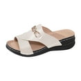 thumbnail image 2 of Wowcloth Women's Fashion Slides – Comfortable Slip-On Open-Toe Round Toe Design with Buckle Accent and Platform Wedge Heel for Spring Summer Casual Footwear,Plus Size, 2 of 9