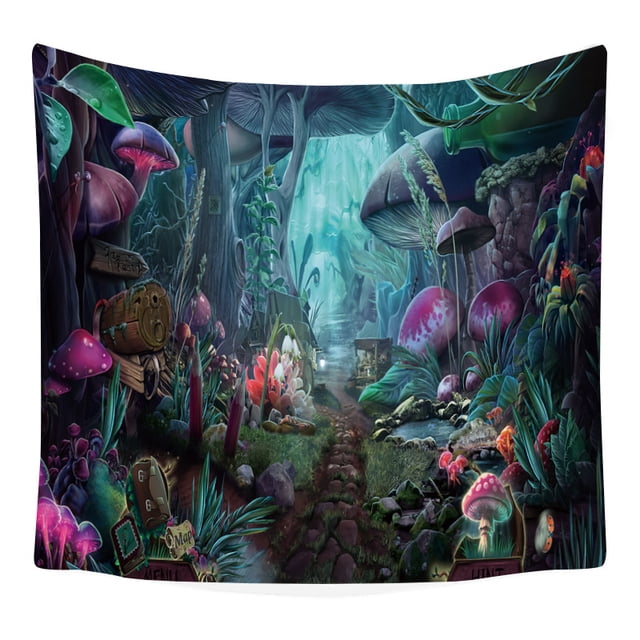 Tapicería estética con forma de hongo para pared de habitación, 150 x 150 cm, microtela