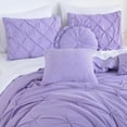thumbnail image 3 of Chezmoi Collection Sydney 7-Piece Pinch Pleat Comforter Set, Lightweight Pintuck Bedding for All Season, King, Lavender, 3 of 9