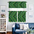 thumbnail image 2 of Saint Patrick's Day Kitchen Curtains Sets for Windows 36 Inch Length, Country Green Plaid Shamrock Clovers Rod Pocket Window Treatments Tier Curtains and Valances Set for Bedroom/Bathroom, 2 of 8
