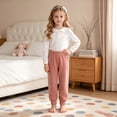 thumbnail image 2 of Gubotare Cute Clothes for Teen Girls Girl's Baggy Sweatpants Wide Leg Casual Loose Long Pants Size 7-8 (Orange,7-8 Years), 2 of 5