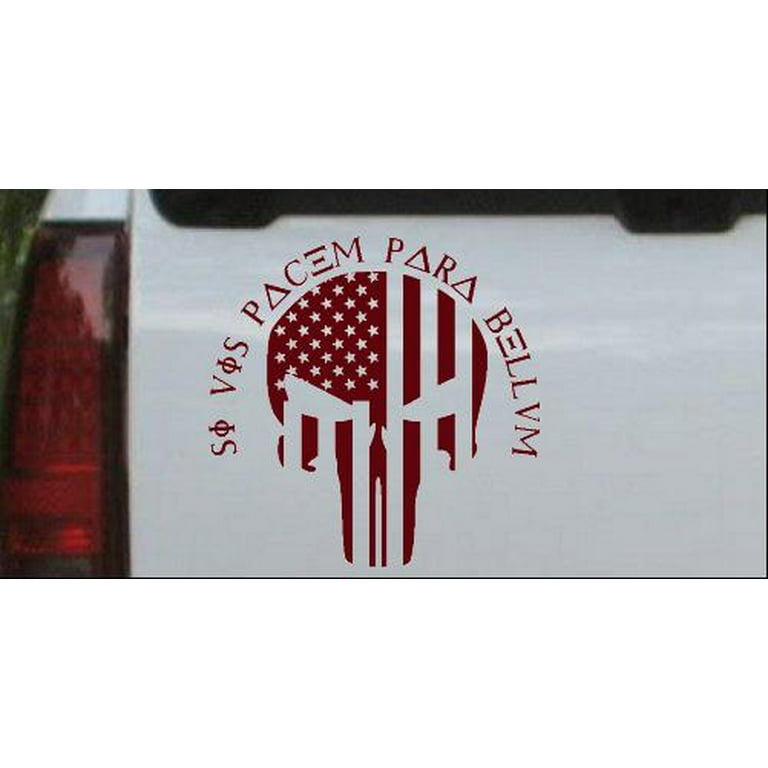 Distressed Punisher Skull Sticker Decal Vinyl For Cars, Trucks, Windows,  Laptops