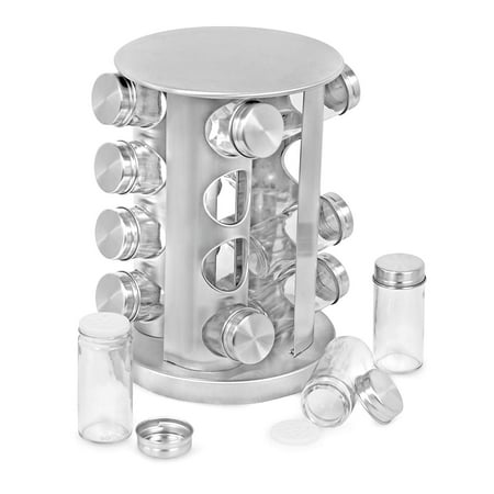 Internet’s Best Revolving Spice Tower | Round Spice Rack | Set of 16 Spice Jars | Seasoning Storage Organization | Stainless (Best Packaging For Spices)