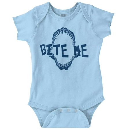 

Bite Me Shark Funny Teething Baby Newborn Baby Boy Girl Romper Brisco Brands